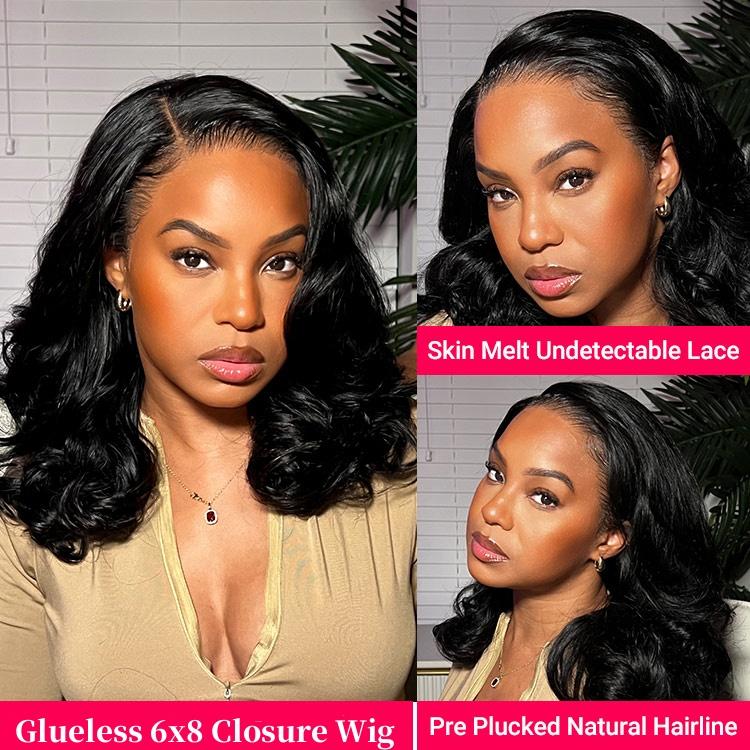 đ„Final 3 Hours: 70%OFFđ„ Density Side Part Glueless LayerCut Wig 6x8 Lace Closure Wig Body Wave Pre Cut Pre Bleached Ready Go Wigs