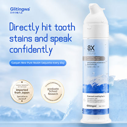 【Professional Grade】Niacinamide Foaming Whitening Toothpaste 8X - Fresh Breath Stain Removal Gentle Teeth Cleaning 100ml-A