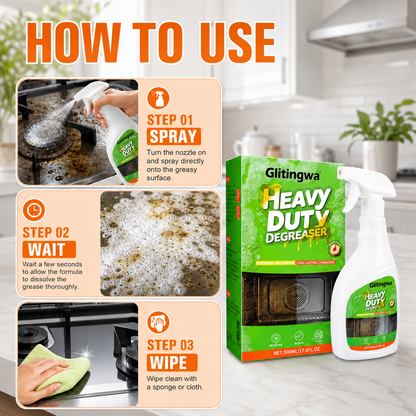 Glitingwa Heavy Duty Kitchen Degreaser Spray | Cuts Grease on Stoves, Range Hoods & Grills