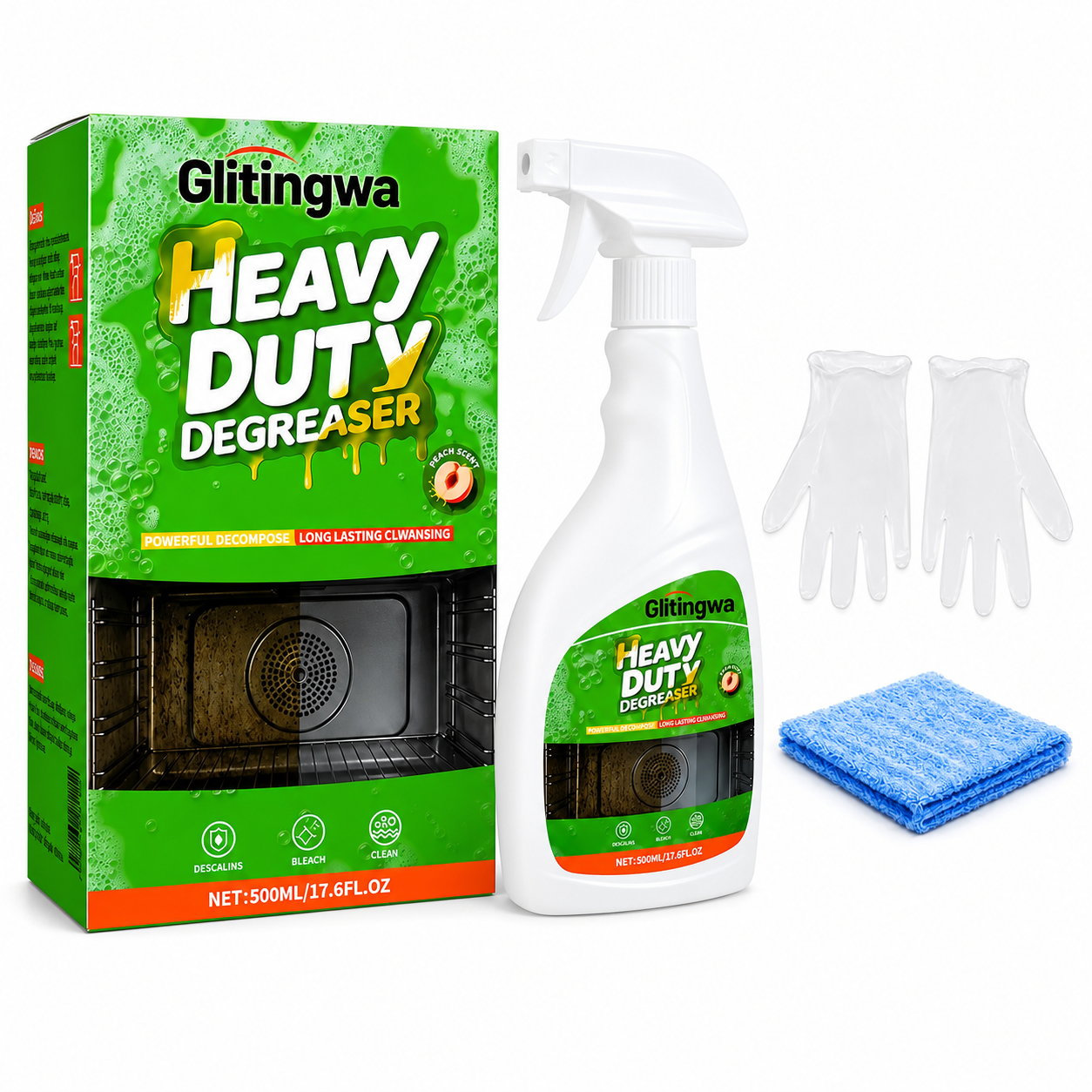 Glitingwa Heavy Duty Kitchen Degreaser Spray | Cuts Grease on Stoves, Range Hoods & Grills