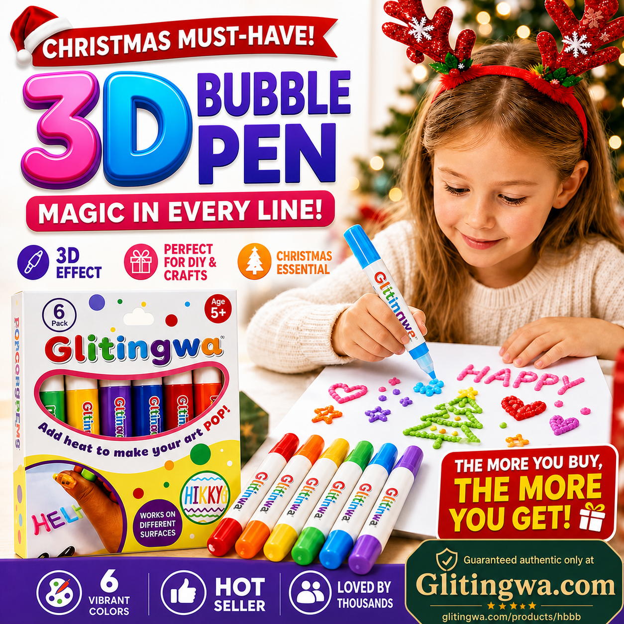 🎁🔮Magic Pen – Draw 3D with one stroke!🎄 DIY Bubble Popcorn Drawing Pens
