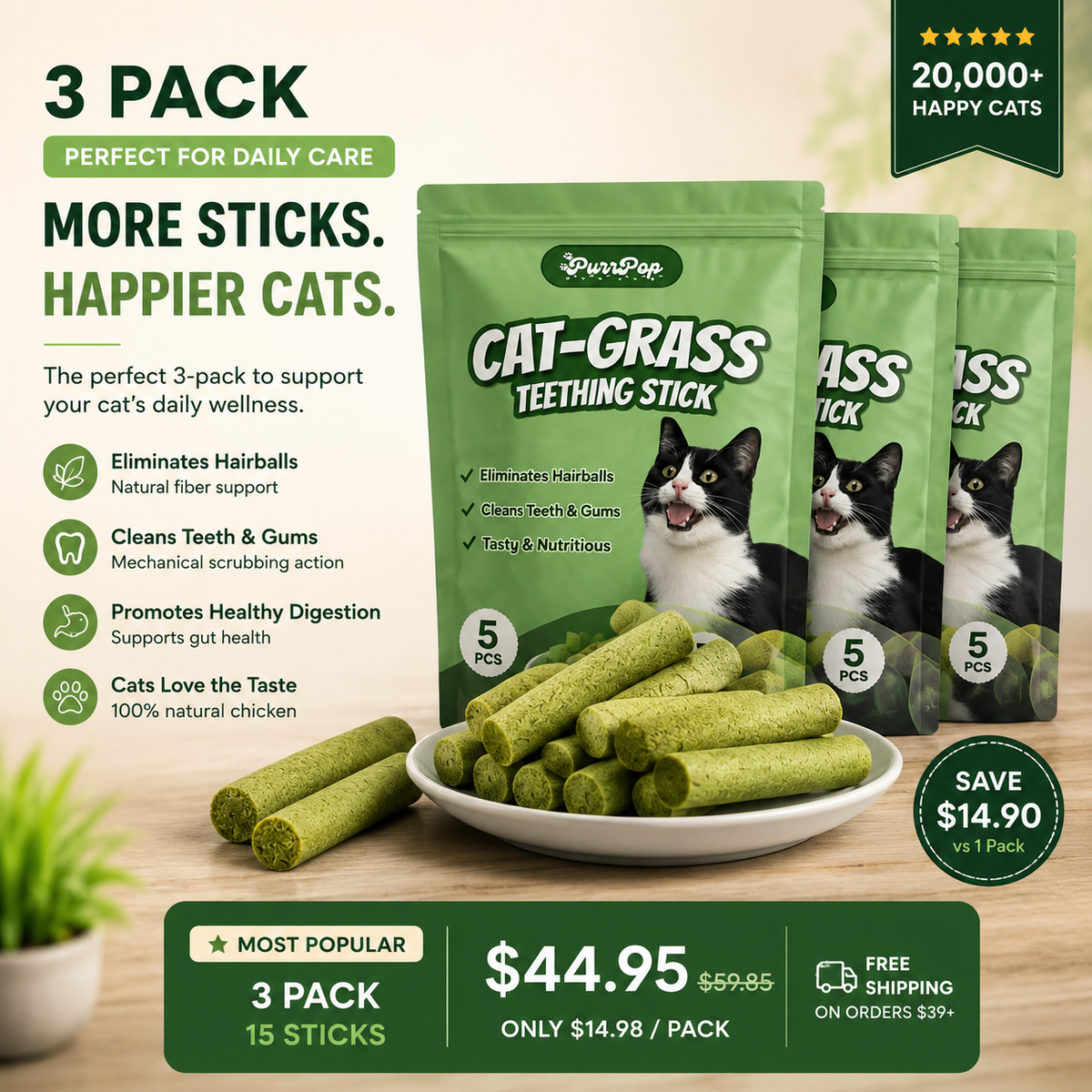 Cats’ Favorite Grass Teething Stick
