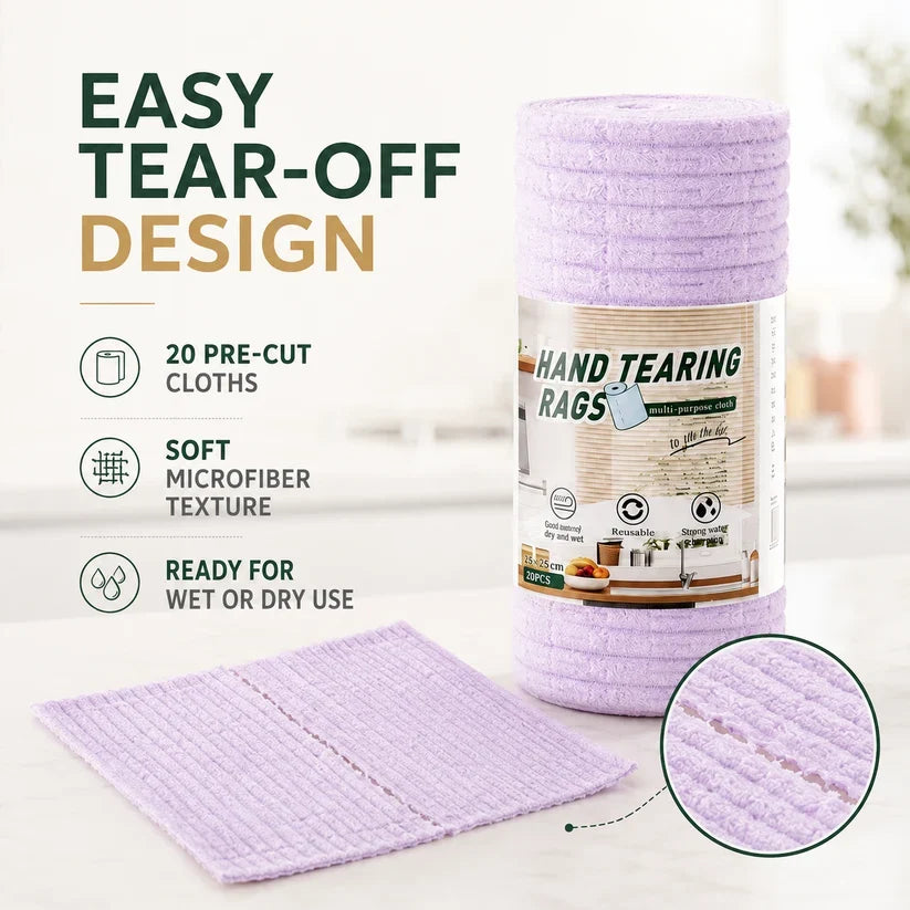 ✨Multipurpose Reusable Tear-Off Cleaning Cloth Roll