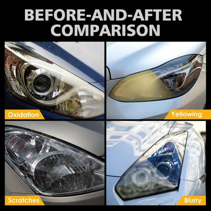 Automotive Headlamp Restoration Fluid, oxidized and yellowed automotive headlamps, blurring enhanced crystalline coating refurbisher
