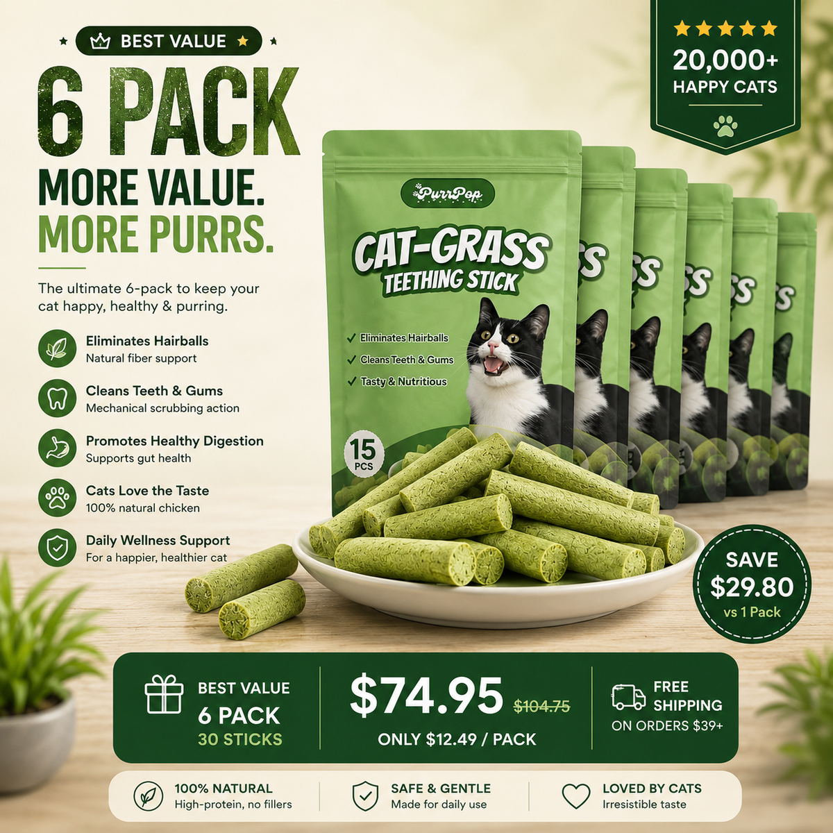 Cats’ Favorite Grass Teething Stick