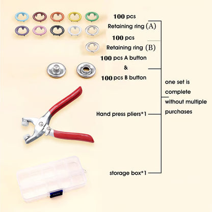 ✨100 pcs Invisible Colored Metal Buckle & Manual Pressure Pliers Kit