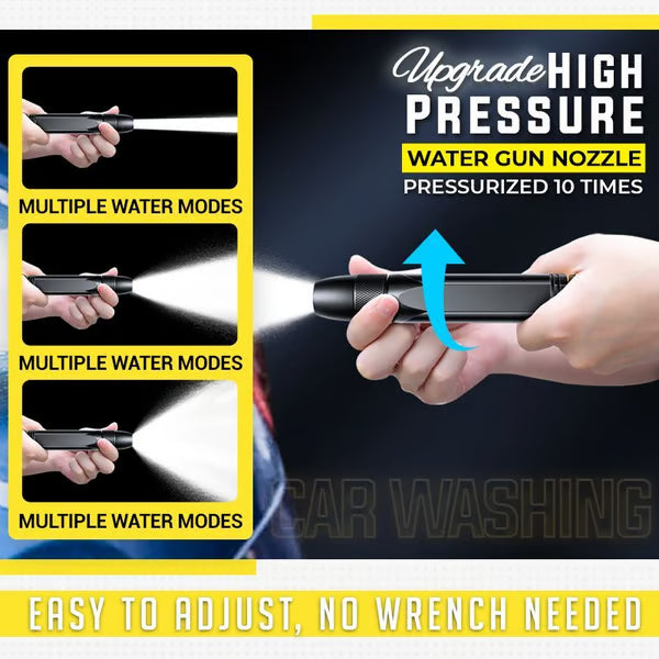 Home high-pressure car wash water gun with booster nozzle and hose, a must-have for watering plants and vegetables, and car washing.