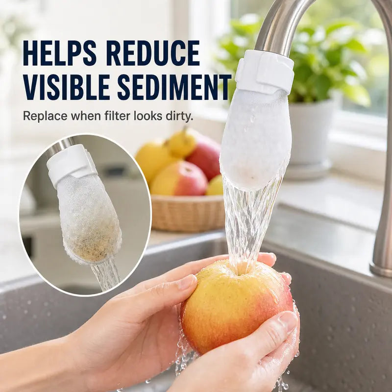 50 Cotton Filter Bags Disposable Cotton Faucet Filter Bags, Splash-Reducing Tap Water Sediment Filter Sock with Elastic Cuff for Kitchen & Bathroom Faucets